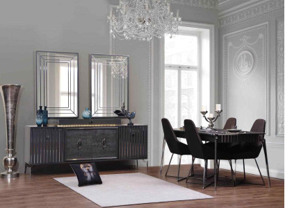 Luxury Dining room Set Dining table +6x Chairs +Sideboard with 2x Mirror 10 pieces